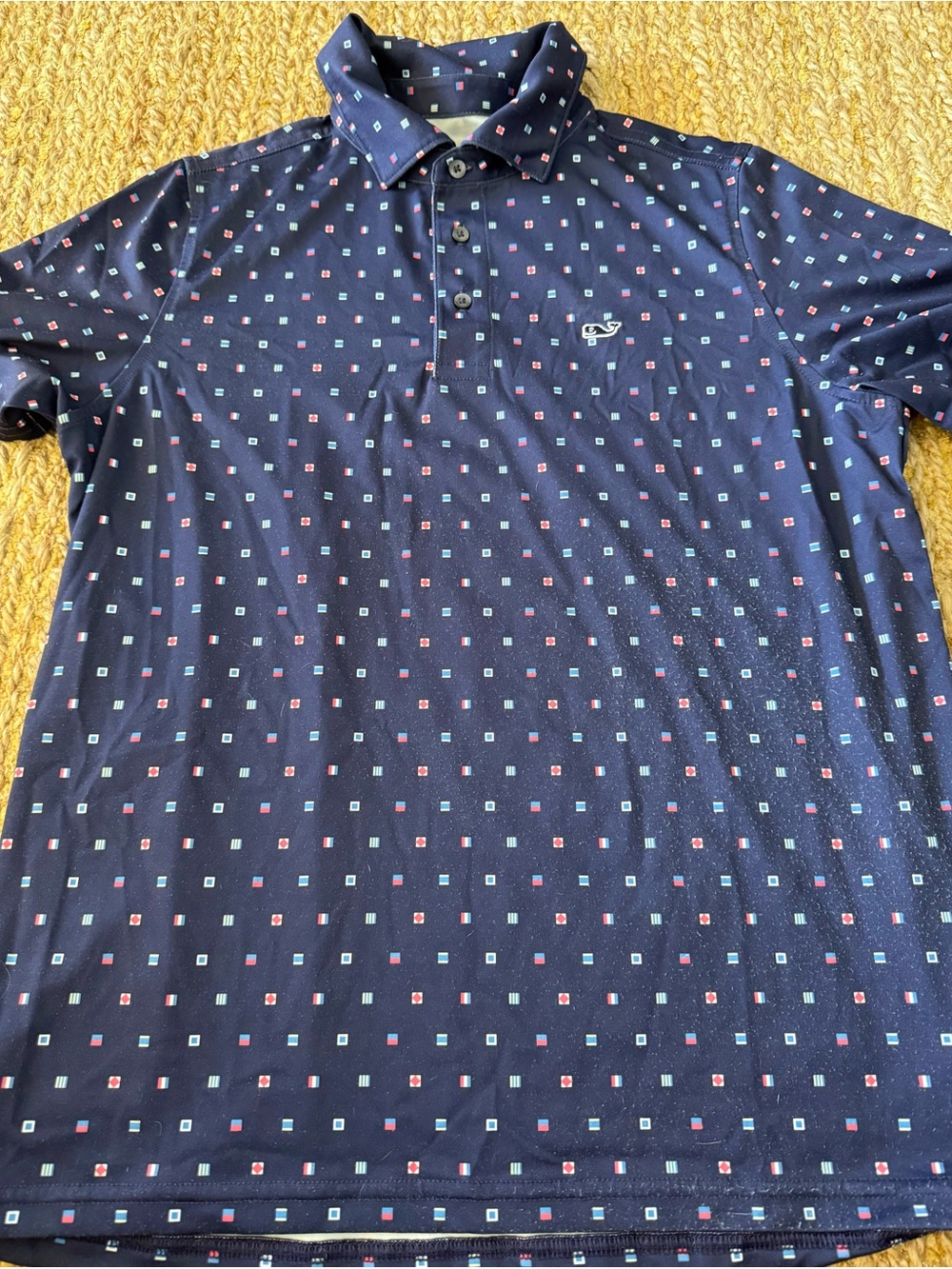 Vineyard Vines Boys Sankaty Pattern Navy Polo Shirt Size Large (16)